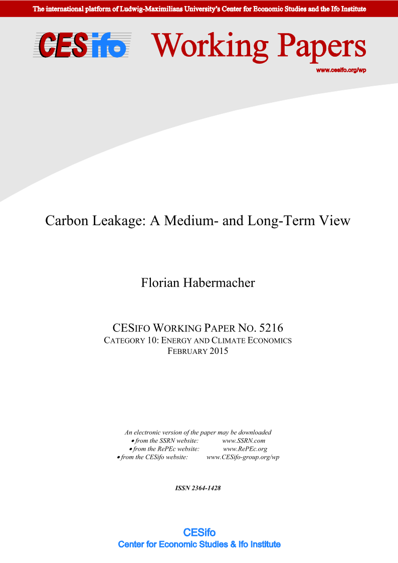 Carbon Leakage: A Medium- and Long-Term View